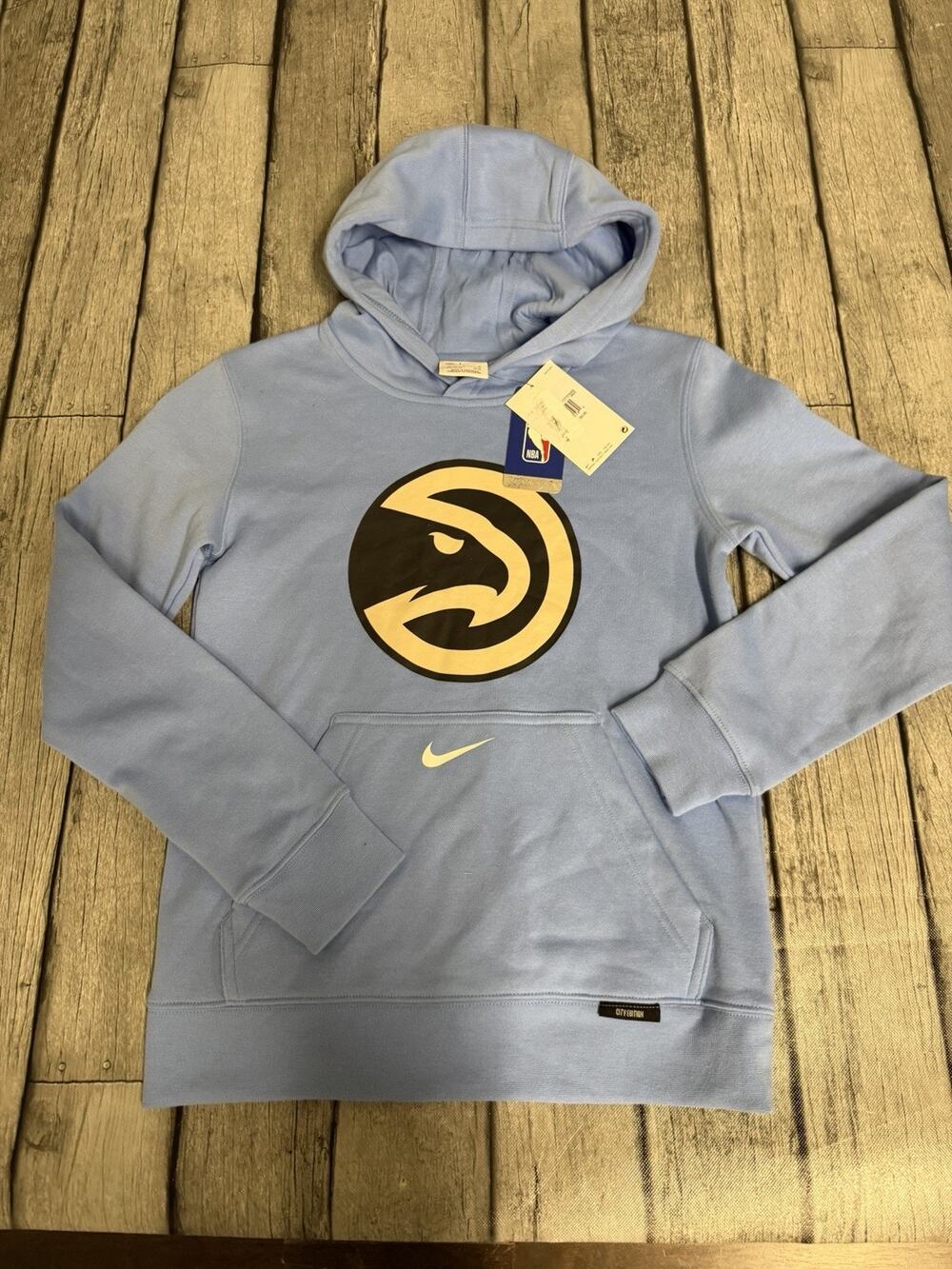 NWT Boys Nike Atlanta Hawks 2024/25 City Edition Hoodie Sz Medium 10/12 Lt Blue